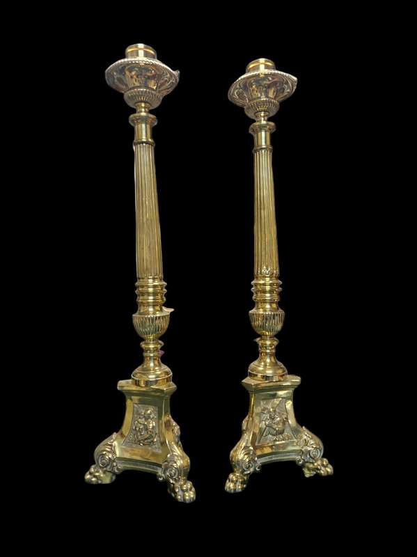 Antique Brass 19th Century Candlesticks