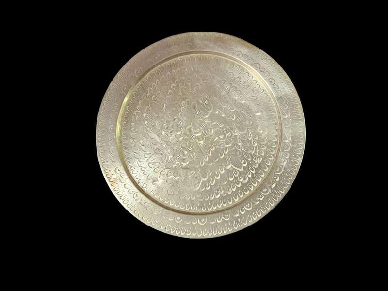Vintage brass floral engraved tray