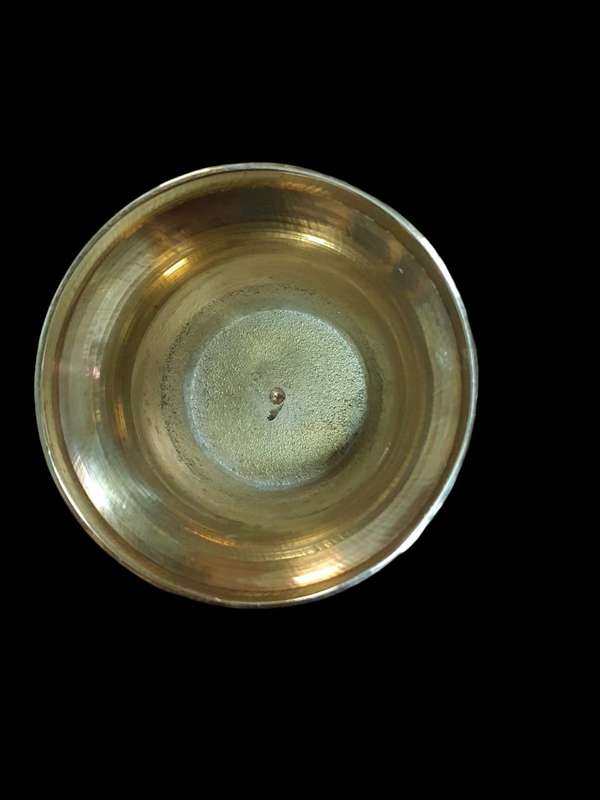 Etched brass vase