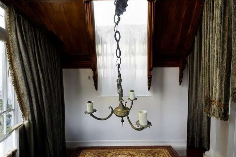 Antique Cherub  cast 3 arm Brass Chandelier