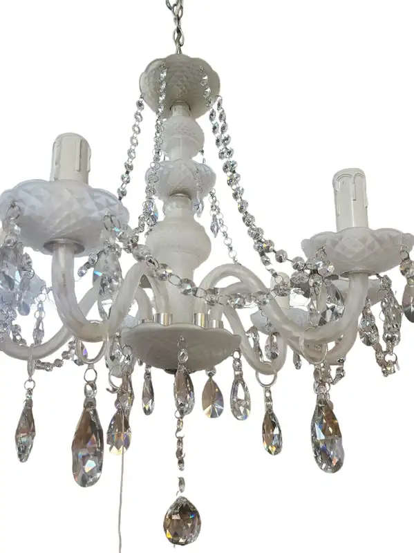 6 Bulb Acrylic, Crystal & Metal Chandelier