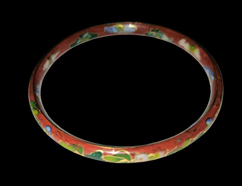Burgundy/floral Enamel Cloisonne Bangle