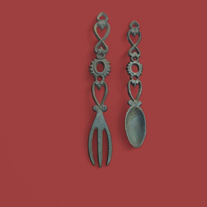 Vintage WILTON Black Cast Iron Fork & Spoon