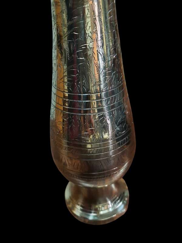 Etched brass vase