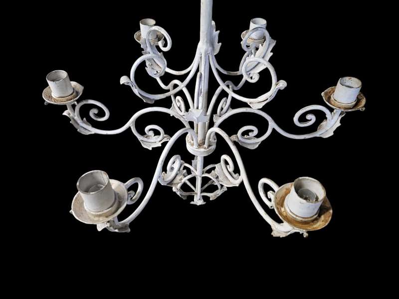 White Shabby Chic 6 Arm Chandelier