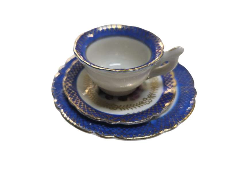 Miniature Tea Trio featuring French Courting Couple