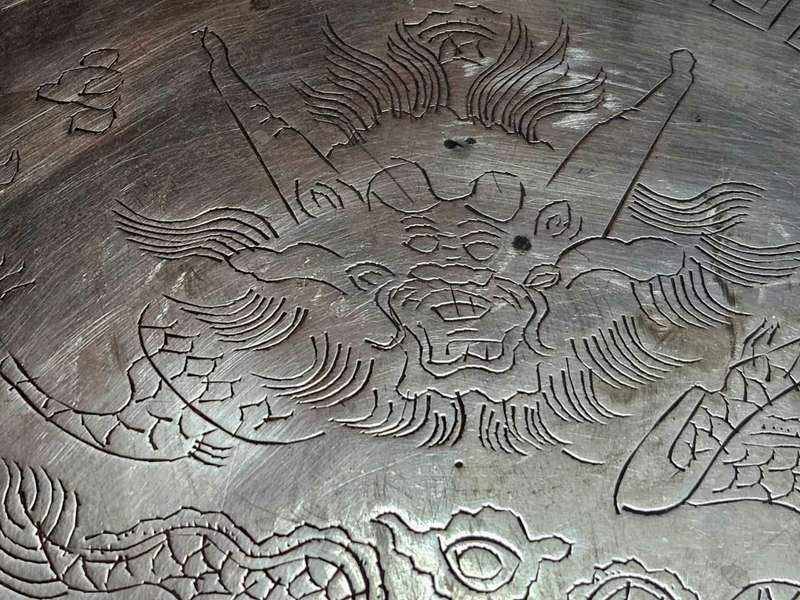 East Asian antique brass tray