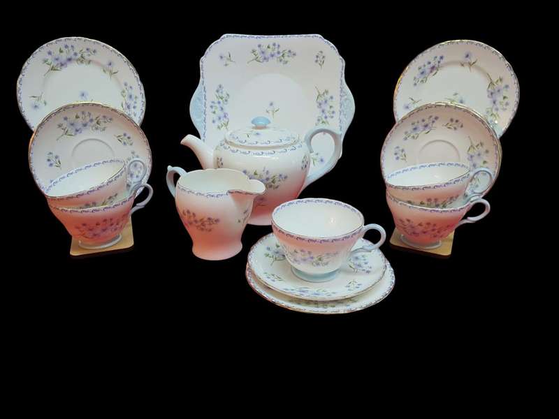 Shelley Blue Rock 13546,  18 PC Tea Set