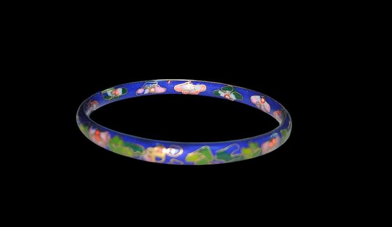 Blue Enamel Floral Cloisonne Bangle