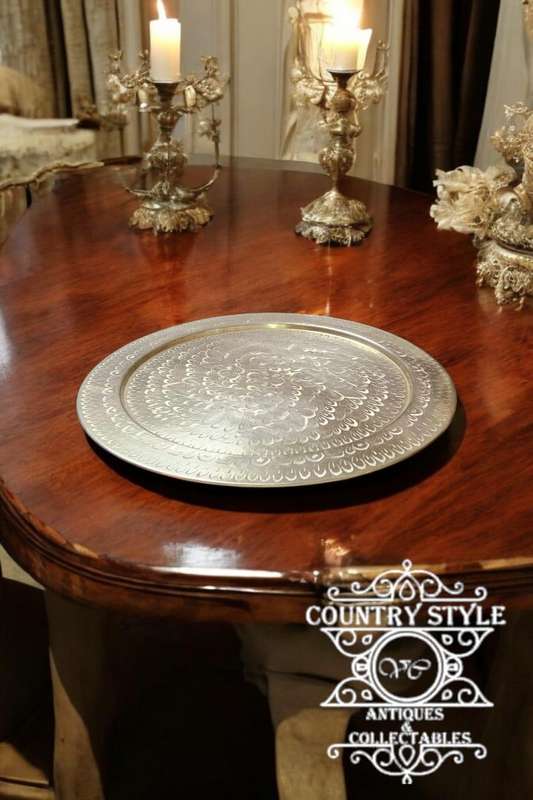 Vintage brass floral engraved tray