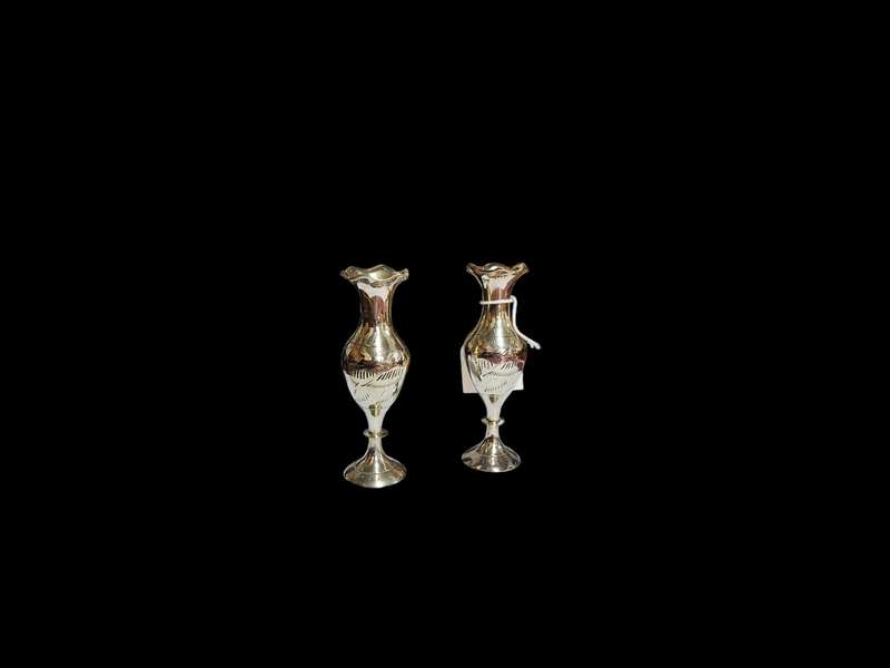 Pair of brass Scalloped edge vases
