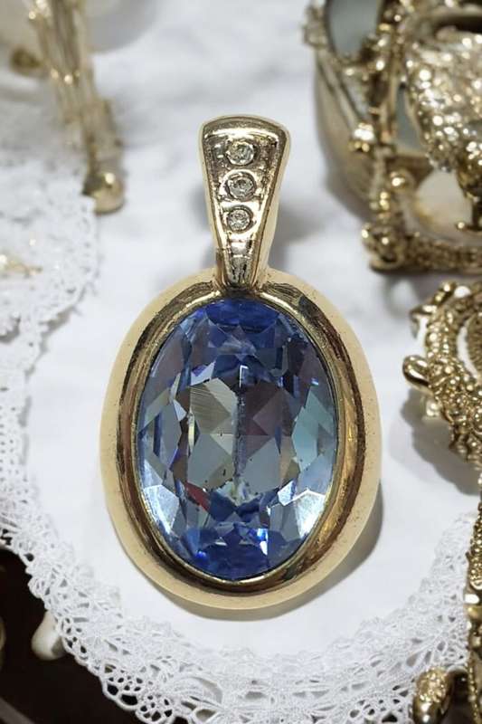 Blue Stone Costume Pendant