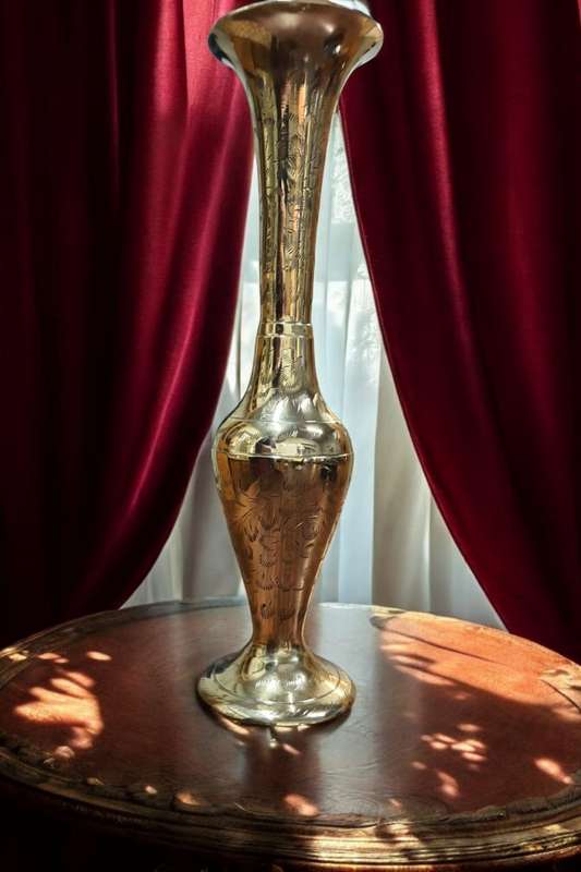 Boho Indian brass vase