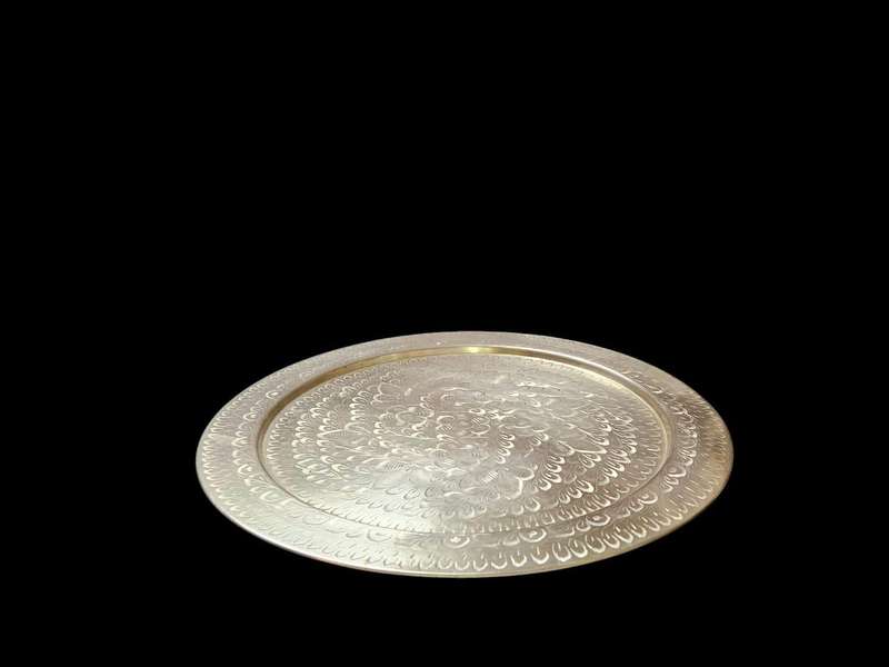 Vintage brass floral engraved tray