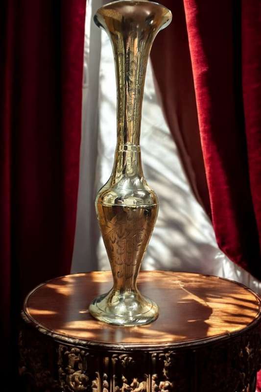 Boho Indian brass vase