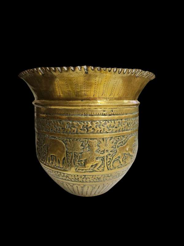 Antique Qajar Mameluke brass planter