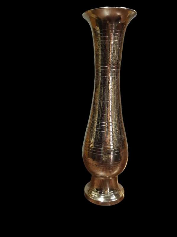 Etched brass vase
