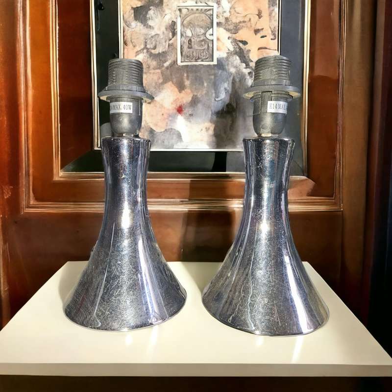 Silver-colored table lamps