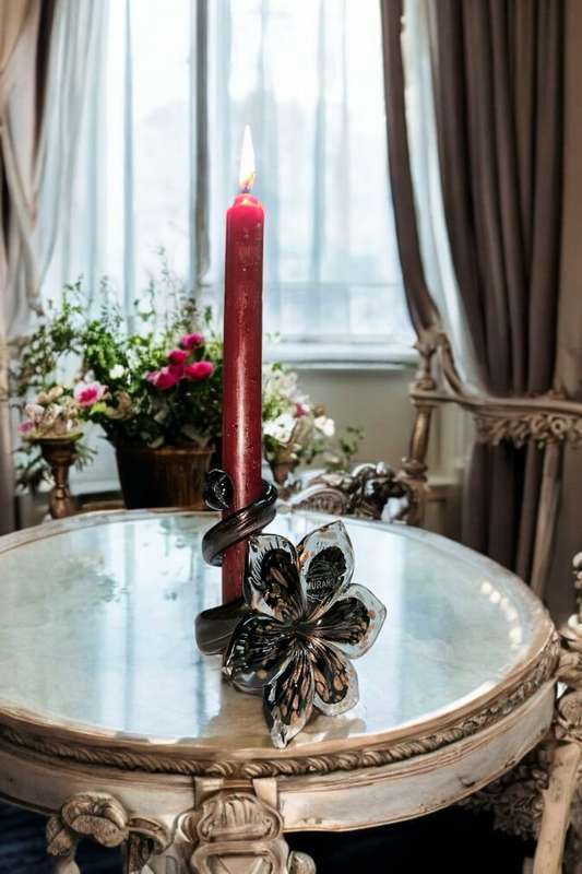 Murano flower candle holder