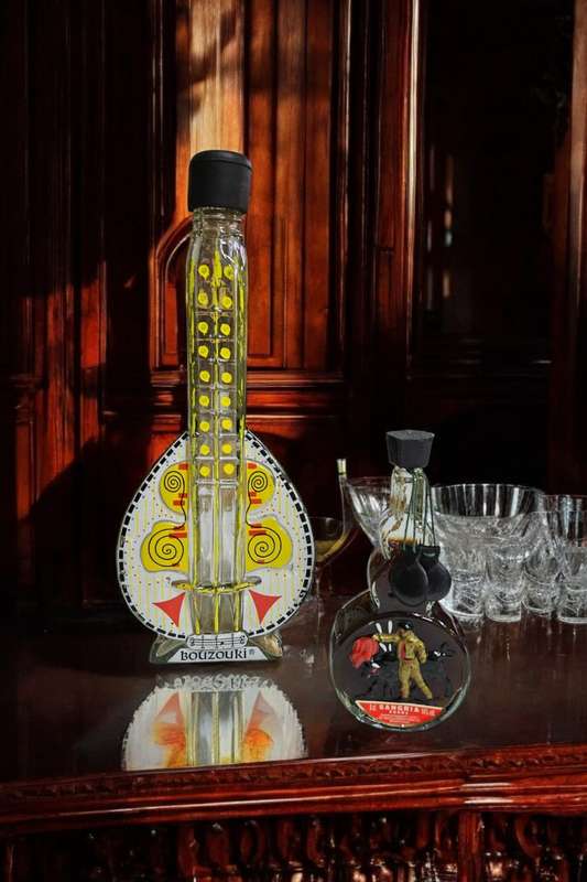 Bar Decor Bouzouki and Spanish bottles