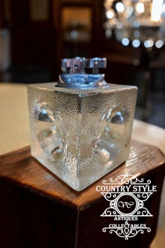 Vintage Glass Cube Table Lighter