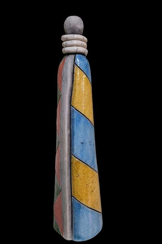 Raku Sgraffito Pottery Figure