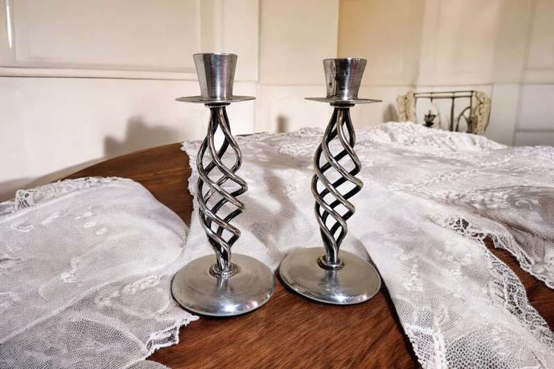 Vintage silver plated candlestick holders