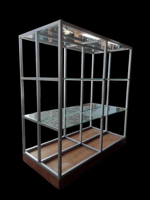 Stainless Steel Glass Display Shelf on Casters