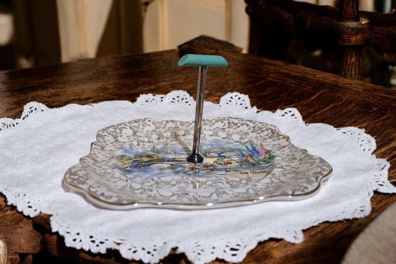 Vintage Crinoline Lady Cake Sandwich Stand -Sandland ware Lancaster Single Tier Metal Stand  England