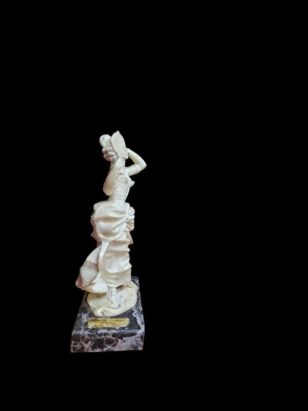 Exquisite Victorian Lady Figurine, gracefully poised on a genuine Carrara marble base made in Italy
