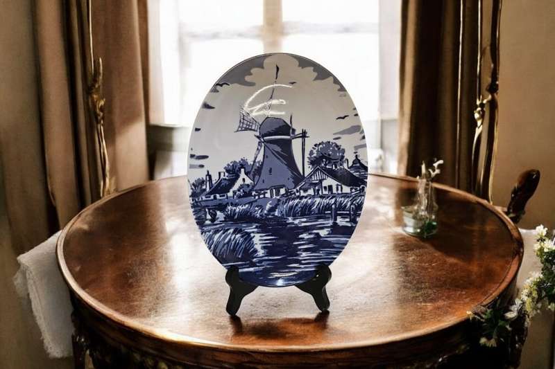 Delft Holland Oval Plate Oude Molen