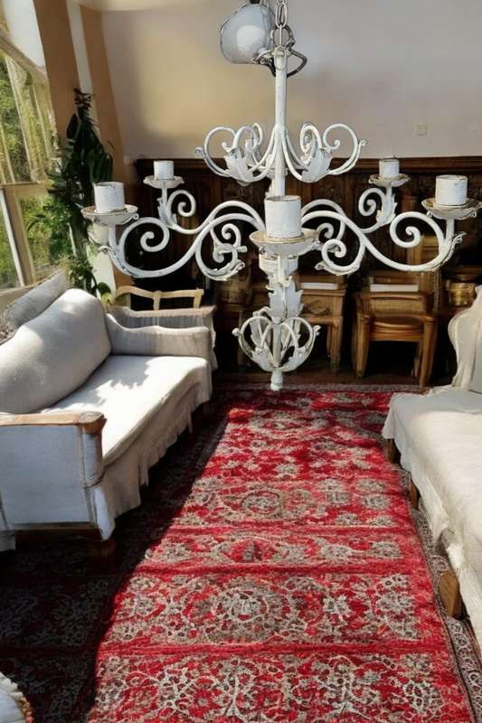White Shabby Chic 6 Arm Chandelier