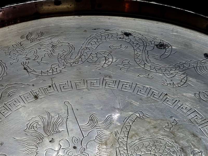 East Asian antique brass tray