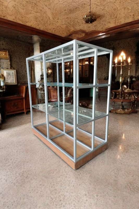 Stainless Steel Glass Display Shelf on Casters