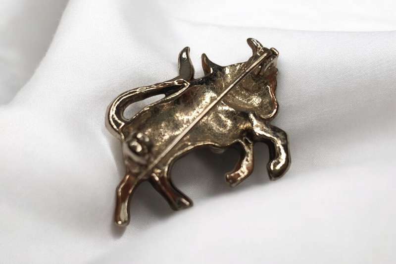 Vintage Marcasite Bull Brooch