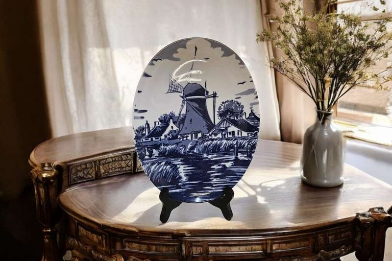 Delft Holland Oval Plate Oude Molen