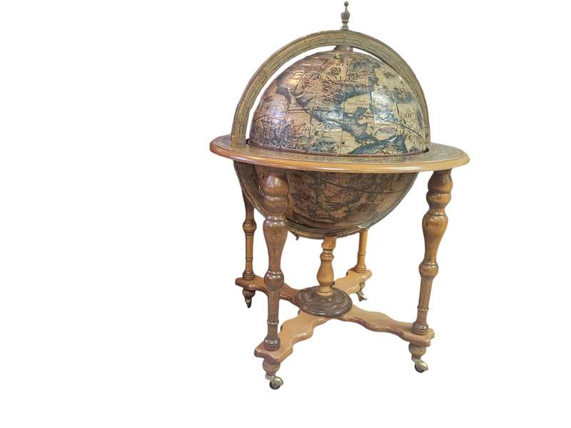 Timeless elegance of the 1960's Italian World Map Globe Bar Drinks Trolley