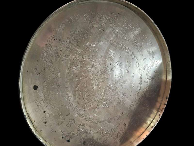 East Asian antique brass tray