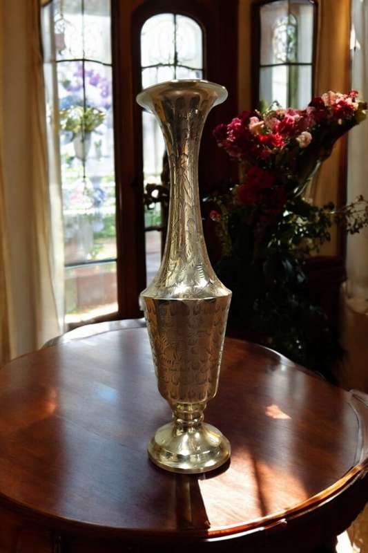 Brass Etched Vase