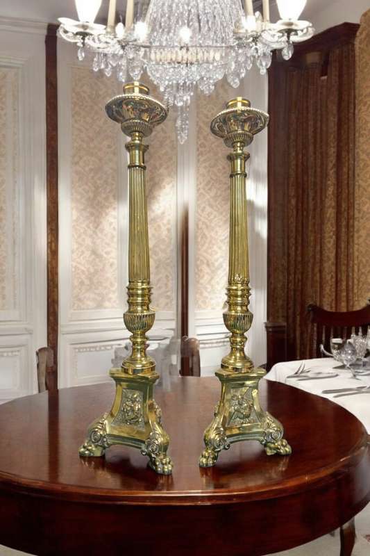 Antique Brass 19th Century Candlesticks
