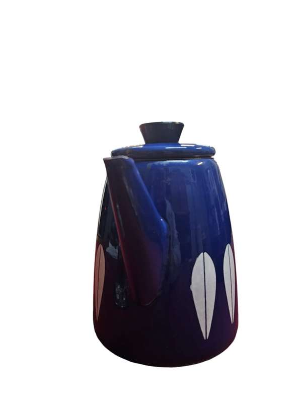 Vintage Mid Century CATHRINEHOLM Norway Blue Enamel Coffee Carafe Pitcher Pot
