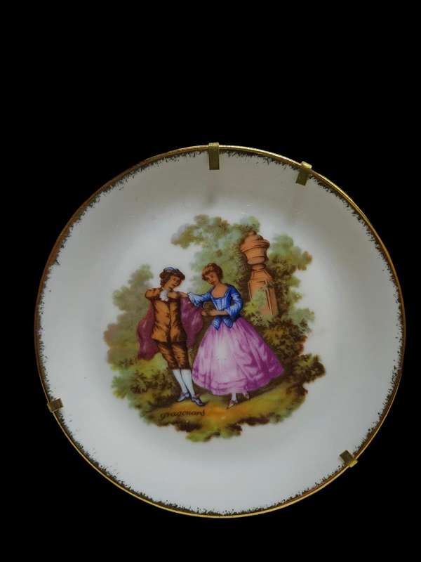 Pair of Goudeville Limoges plates on stands