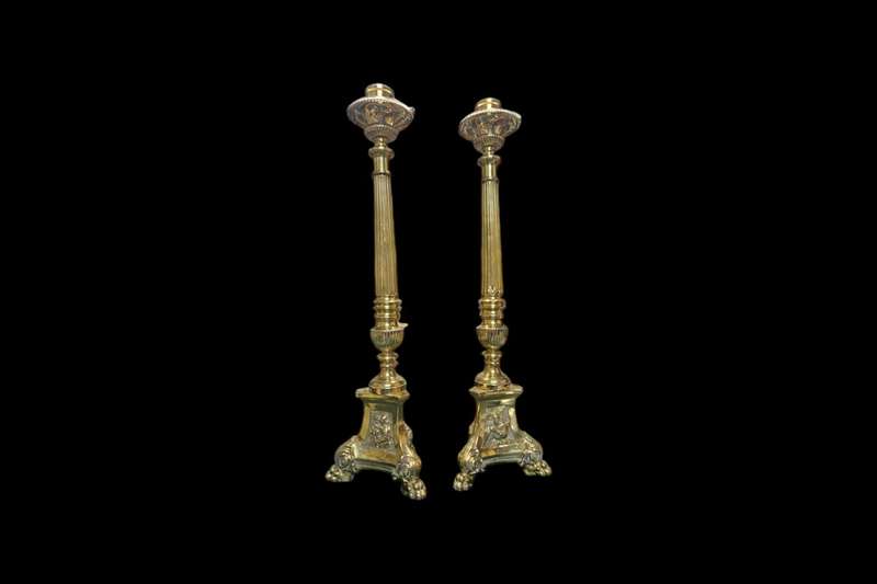 Antique Brass 19th Century Candlesticks