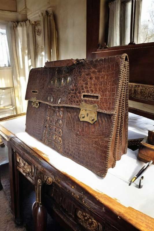 Vintage Crocodile Leather document briefcase