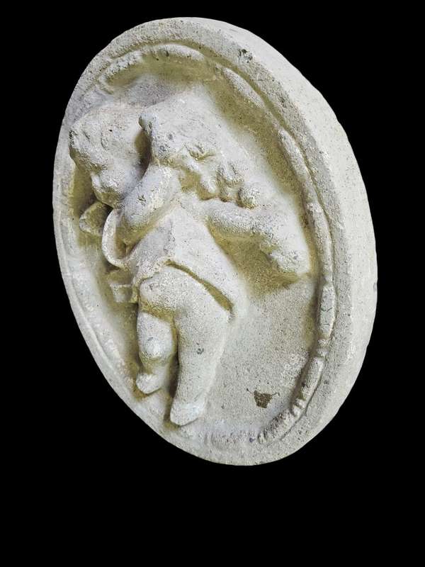 Angel Oval Concrete Wall Plaque, measuring 36x29x4cm