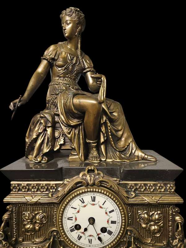 Victorian French Style Bronze mantel clock.