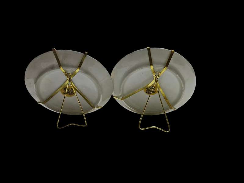 Pair of Goudeville Limoges plates on stands