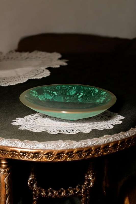 Malachite Bowl with a brass rim