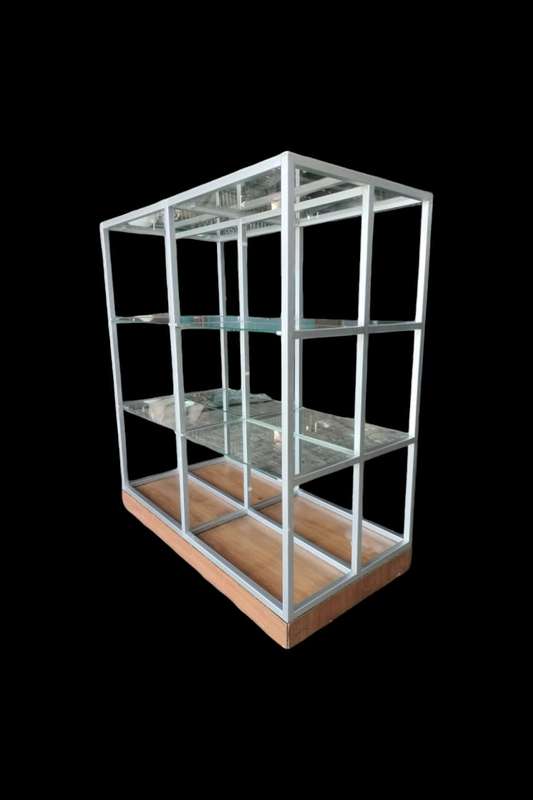 Stainless Steel Glass Display Shelf on Casters