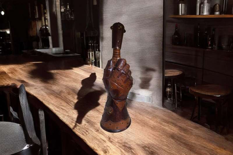 Italian leather bottle patenttato knights glass bottle